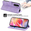 For Samsung Galaxy A26 5G Skin Feel Flowers Embossed Wallet Leather Phone Case(Purple)