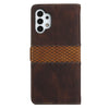 For Samsung Galaxy A32 4G Grid Stitching Leather Phone Case with Lanyard(Brown)