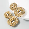 Female Earrings Exaggerated Alloy Geometric Glass Diamond Earrings(Golden)