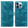 For iPhone 13 Pro Lace Floral Embossed Magnetic Buckle Leather Phone Case(Green)