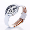 Musical Notation Shaped Dial Leather Belt Quartz Watch for Women / Men(white)