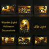 Wooden Halloween Witch Pumpkin Haunted House LED Lights Three-Dimensional Ornaments(JM01504)