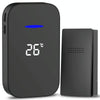Wireless Doorbell with Temperature Display, 150m Range, EU Plug - Black