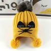 Autumn and Winter Children Cartoon Cat Ear Shape Knitted Warm Wool Hat, Size:One Size(Khaki)