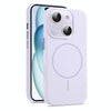 For iPhone 15 AG Fine Hole Liquid Silicone MagSafe Magnetic Phone Case(Lilac)