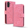 For Samsung Galaxy A36 / A56 Mandala Embossed Dual-Fold Calf Leather Phone Case(Pink)