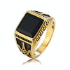 Europe and America Style Punk Gothic Retro Black Onyx Gemstone Men Titanium Steel Ring, US Size: 12, Diameter: 21.5mm, Perimeter: 67.5mm(Gold)