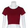 Round Neck Exposed Navel Shirt Body Short Sleeve T-shirt, Size: S(Wine Red)