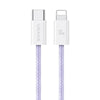 USAMS US-SJ657 U86 PD30W USB-C/Type-C to 8 Pin Rainbow Braided Fast Charging Data Cable, Length: 1.2m(Purple)