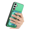 For Samsung Galaxy S25+ 5G Retro Cross Leather Ring Vertical Insert Card Bag MagSafe Phone Case(Green)