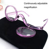 Makeup Magnifying Glass Presbyopic Glasses Flip Swivel Reading Glasses, Degree: +200(Violet Pink)