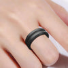 SiR053 V Shaped Grooved Edge Silicone Ring Outdoor Sports Couple Ring No.12(Deep Gray)