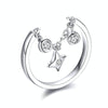 S925 Sterling Silver Open Ring Star Platinum Plated Ring