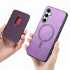 For Samsung Galaxy S25+ 5G Retro Magsafe Card Bag PU Back Cover Phone Case(Purple)
