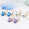 Women Fashion Color Square Stud Earrings Crystal Rhinestone Earring(Champagne)