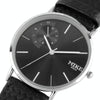 Black Dial Men Quartz Watch with Black Leather Watchband