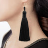 3 Pairs Women Boho Fashion Long Tassel Earrings(Black)
