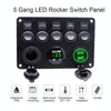 RV Yacht Car Combination Cat Eye Switch Dual USB Car Charging Control Panel With Voltmeter (Green Light)