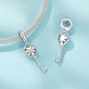 S925 Sterling Silver Platinum-plated Three-dimensional Heart Key-shaped Beaded Jewelry Pendants(SCC2885)