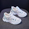 811-1 Spring Breathable Casual Shoes Leather-paneled Mesh Ladies Sports Shoes, Size: 40(White Blue)