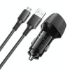 BOROFONE BZ31A Solid Dual-port USB Car Charger Set with USB to Micro USB Cable(Black)