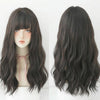 Ladies Long Hair Slightly Curly Wig Natural Fluffy Hair Cover, Color:Dark Brown