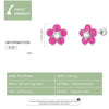 S925 Sterling Silver Fluorescence Pink Flower Women Earrings