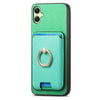 For Samsung Galaxy A05 Retro Cross Leather Ring Vertical Insert Card Bag MagSafe Phone Case(Green)