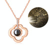 100 Language I Love You Projective Girl Four-leaf Clover Pendant Necklace Jewelry (Rose Gold)