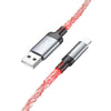 hoco U112 2.4A USB to 8 Pin Luminous Data Cable, Length: 1m(Grey)