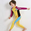 DIVE&SAIL WS-18816 Children Diving Suit One-piece Long-sleeved Swimsuit Sunscreen Hot Spring Surfing Suit, Size:M(Yellow Purple Sleeves)