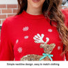 XL Christmas Women Knitwear Deer Embroidery Cute Knit Sweater(Chariot Red)