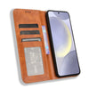 For Samsung Galaxy S25+ 5G Magnetic Buckle Retro Texture Leather Phone Case(Brown)