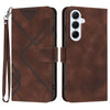 For Samsung Galaxy A26 5G Line Pattern Skin Feel Leather Phone Case(Coffee)