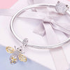 S925 Sterling Silver Bee Zircon Pendant Lady DIY Necklace Pendant, Style:Pendent