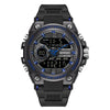 SANDA 6092 Luminous Dual Time Display Waterproof Sports Watch(Black Blue)