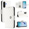 For Samsung Galaxy A56 5G Rhombic Texture Flip Leather Phone Case with Lanyard(White)