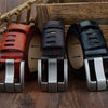 COWATHER QSK001 Men Casual Fashion Two-Layer Leather Pin Buckle Belt,Length 110cm(Coffee Color)
