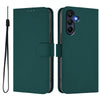 For Samsung Galaxy A26 5G Skin Feel Solid Color Leather Phone Case with Lanyard(Dark Green)