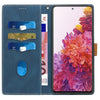 For Samsung Galaxy S20 FE Grid Stitching Leather Phone Case with Lanyard(Blue)
