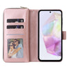 For Samsung Galaxy A26 5G 9-Card Slots Zipper Wallet Bag Leather Phone Case(Rose Gold)