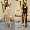 Summer Long Tassels Camisole Cover-up Hand Hook Hollow Sunscreen Shirt, Size: Free Size(Beige)