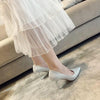Women Shoes Shallow Glitter Frosted Stiletto, Size:37(Silver)