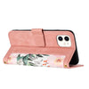 For iPhone 12 mini Floral Pattern Leather Phone Case with Lanyard(Pink)