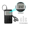 Portable AM / FM Two Bands Rechargeable Stereo Radio Mini Receiver with & LCD Screen & Earphone Jack & Lanyard (Black)