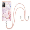 For Samsung Galaxy S20 FE 5G / 4G Electroplating Marble Pattern IMD TPU Shockproof Case with Neck Lanyard(Rose Gold 005)