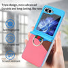 For Samsung Galaxy Z Flip5 VIETAO Metal Ring Card Slot PU Phone Case(Blue Pink)