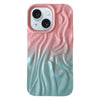For iPhone 15 Plus Wrinkle Gradient Oily Feel TPU Phone Case(Pink Green)