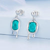 BSE735 Sterling Silver S925 Synthetic Paraiba Stud White Gold Plated Earrings