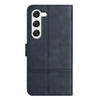 For Samsung Galaxy S25+ 5G Cowhide Texture Stitching Leather Phone Case(Dark Blue)